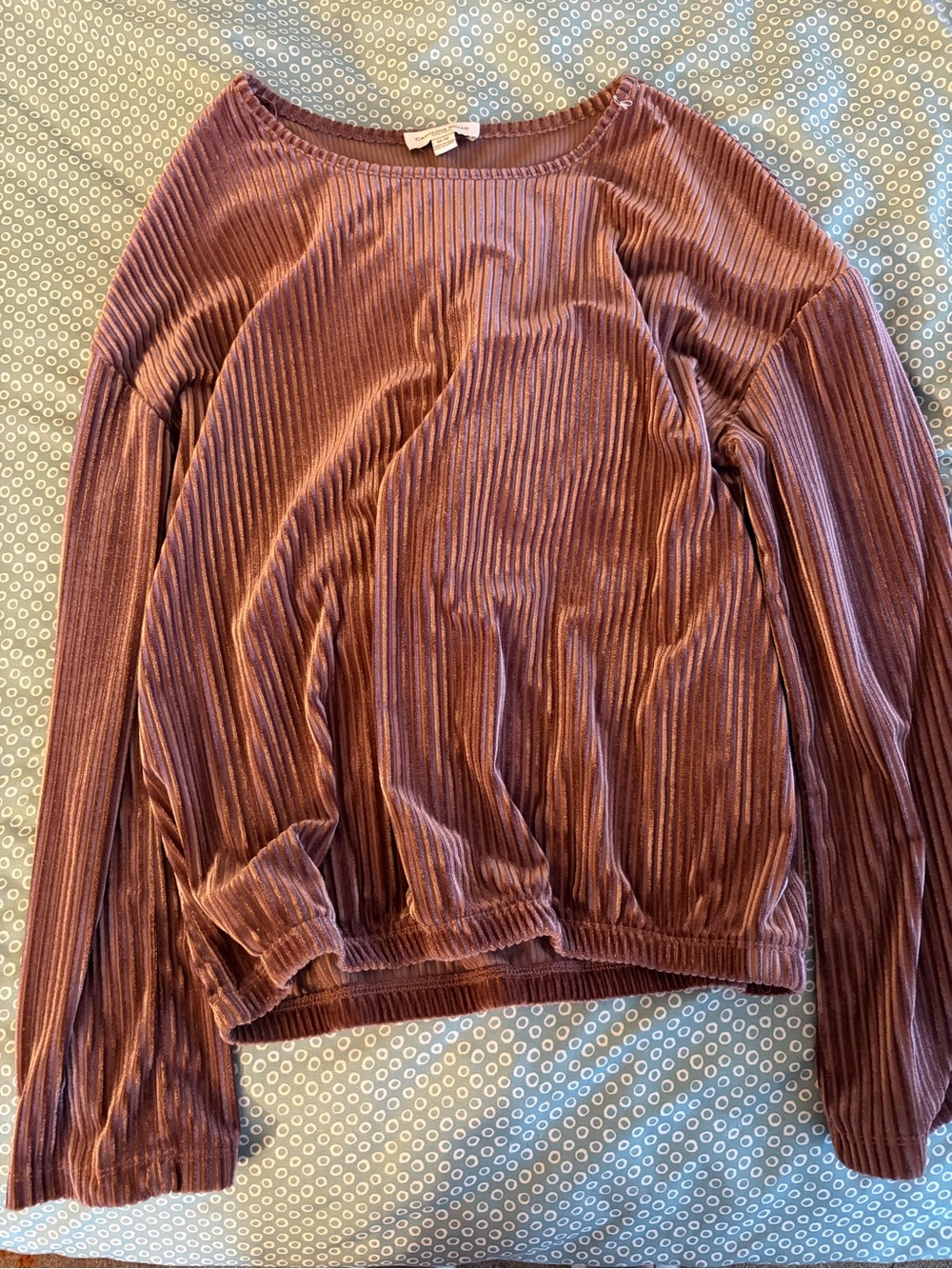 Carolina Belle Corded Velvet Long Sleeve Top - Mauve